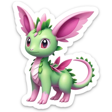 Shiny Exotic Cute Majestic Ethereal Sparkly Flygon-Sylveon-Shaymin-Meganium-Hybrid-Creature sticker