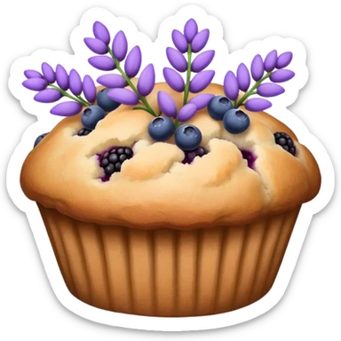Lavender flower sprig muffin with berries sticker