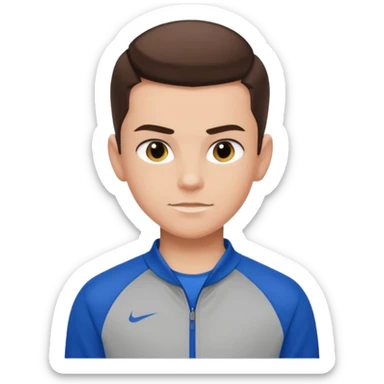 teen boy slick back brunette hair wearing sport clothes giving famous school boy vibe with confident attitude and smirk sticker