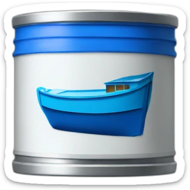 a realistic can with a blue boat sticker