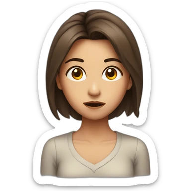 Disgusted expression, side eye, girl with medium length brown hair sticker