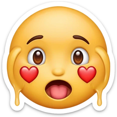 Emoji with heart eyes and drooling face sticker