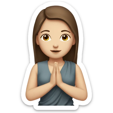 white girl with brown hair and brown eyes, praying to a buddhist god sticker