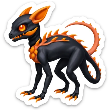Shiny Evil Black And Orange Duskull-Salandit-Sylveon-Fakémon-hybrid-creature (full body)  sticker