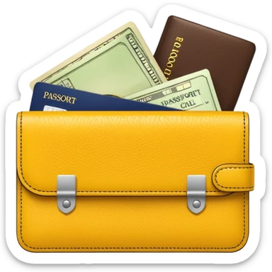 Travel yellow wallet – larger, holds passport and tickets.
 sticker