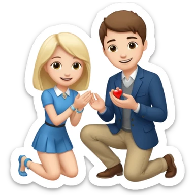🧎‍♂️‍➡️💍💃 a boy parposing a girl boy on his knee and boy give him ring  sticker