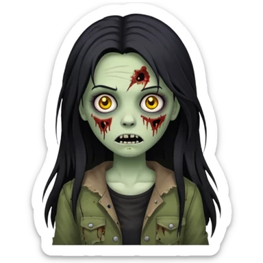 white girl like a zombie with black long hair sticker