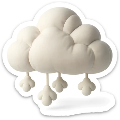 plush cushion style cloud with snow, cute and soft sticker