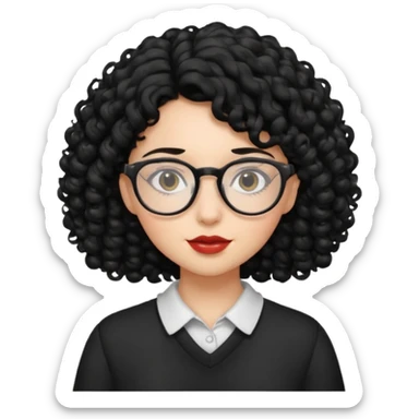 Girl with curly black hair and glasses sticker