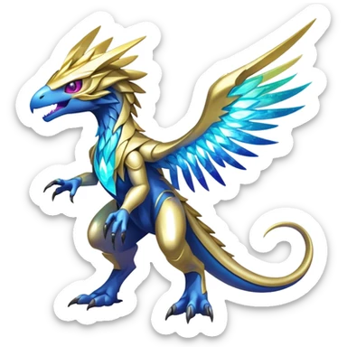 Shiny Sparkly Futuristic Celestial Magical Ethereal Godly Divine Nebula-Fakemon-Pokemon-Digimon-Spectrobes-Raptor-fusion, full body sticker