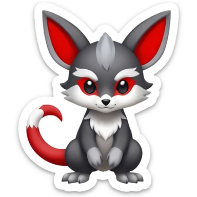 Cute cool black red white grey animal hybrid Fakemon full body sticker