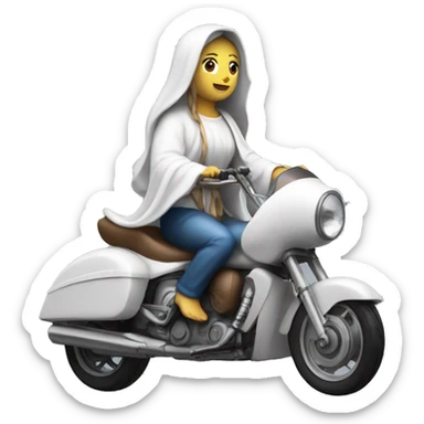 Virgin Mary riding a motercycle sticker