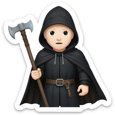an executioner with a black hood so we can't see his face and an axe in his hand sticker