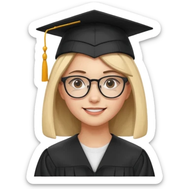 Graduated Students,Nerdy female, wearing glasses and graduation cap, serious but proud smile
 sticker