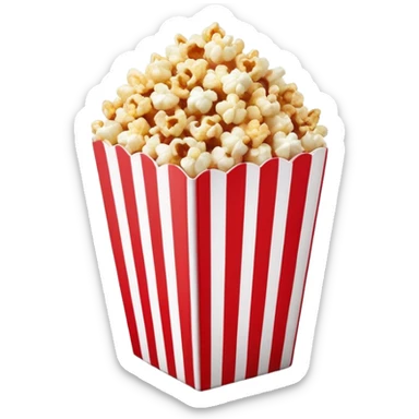 ultra simplified caramel popcorn box with red and white stripes, very few details, geometric style, Apple emoji aesthetic sticker