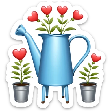 i want a watering jug with legs watering 3 plans in increasing height with hearts in the flowers sticker