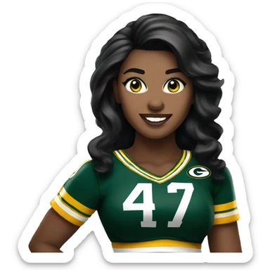 nfl glamourous cheerleader, black hair, Green Bay packer  sticker