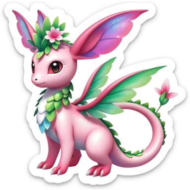 Shiny Exotic Cute Majestic Ethereal Sparkly Flygon-Sylveon-Shaymin-Meganium-Hybrid-Creature sticker