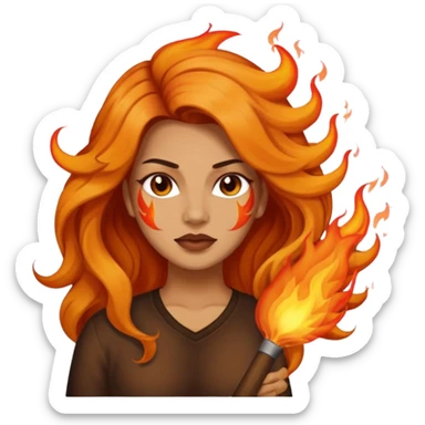 Profile of a beautiful Chicana with her hair on fire. The number 21 behind her.  sticker