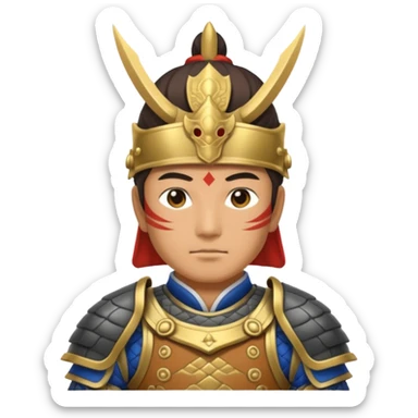 Japanese Castle Lord, Lord standing before a Japanese castle backdrop sticker