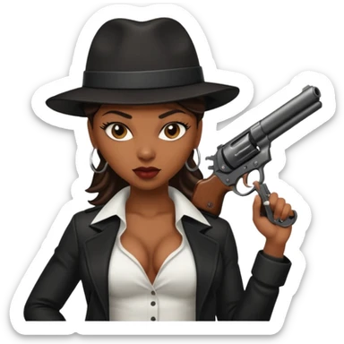 A sexy black female gangster with a gun sticker