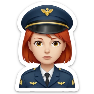 women Soldier red hair just sticker