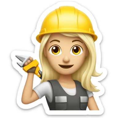 blonde woman with construction helmet and tools in hand sticker