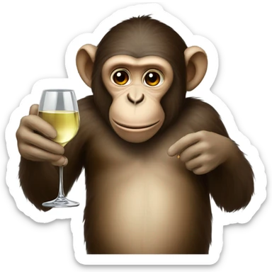 Monkey with wine glass sticker