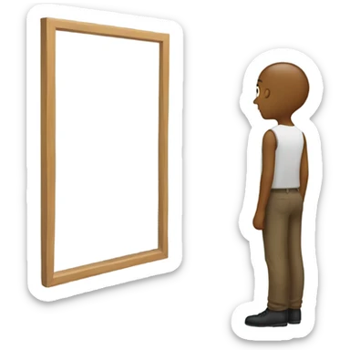 A person standing in front of a mirror sticker