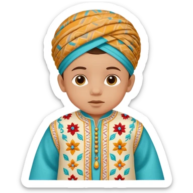  baby boy dressed in colorful ghalibiya with delicate decorations sticker