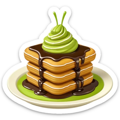 mini churros with chocolate and matcha topping sauce sticker
