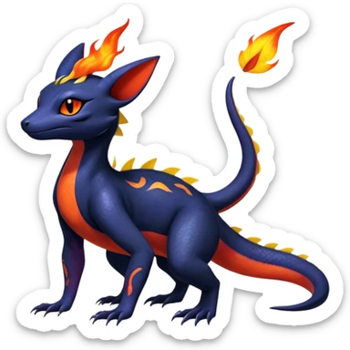 Shiny Salandit-Umbreon-Quilava-Fakémon-hybrid-creature (full body)  sticker