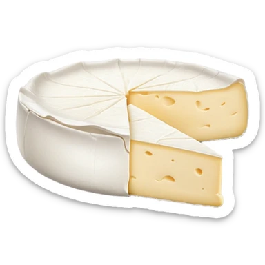 cinematic-realistic-brie-cheese-emoji,-featuring-soft-ripened-cheese-with-a-delicate white rind-rendered-with-lifelike-detail-and-inviting,-natural-lighting sticker