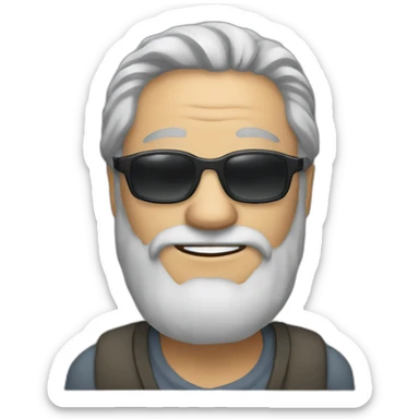 a fifty year old man with long grey hair and a slighty grey beard that wears sunglasses sticker