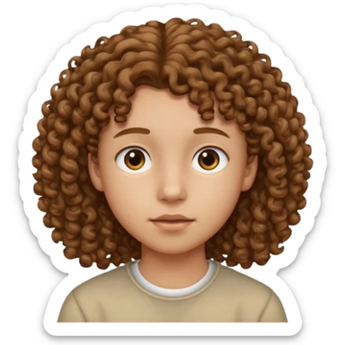 adolescent au visage impassible. Cheveux chatains frisés sticker