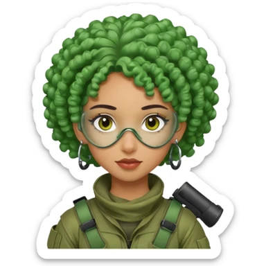 green curly haired painitball player with big earrings guy sticker