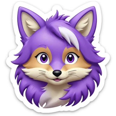 glitter purple and cian fox sticker