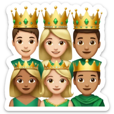 Several people with a crown that unites them with golden and green colours sticker