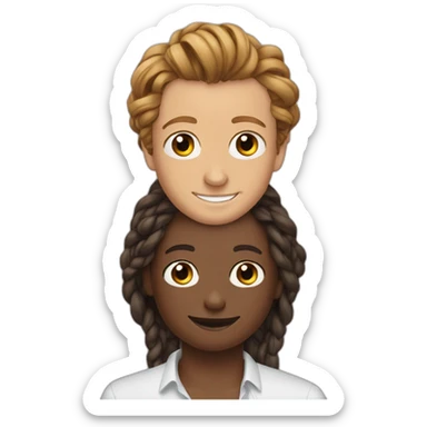 Simon baker hug a black girl brown eyes and long African braids sticker