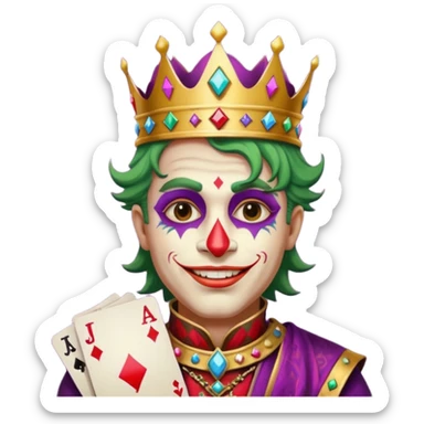 crazy colorful human jolly joker from poker, medieval, vintage, king sticker