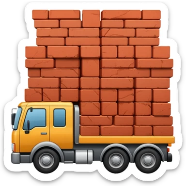 A truck with a huge amount of bricks sticker