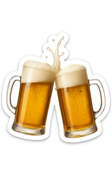 2 drink che fanno brindisi di birre senza mani realistiche sticker