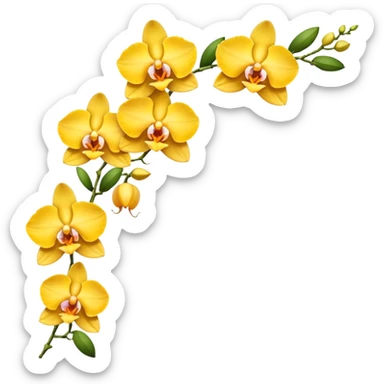 Yellow side facing orchid flower of indian wedding garland sticker