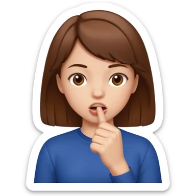 a girl with her fist in her mouth sticker