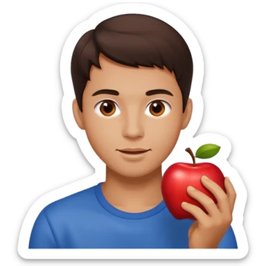 I want you to create an emoji of a spanish sergeant,  He should be a young guy with dark brown hair, brown eyes, his skin color like he’s tan and he’s eating an apple  sticker