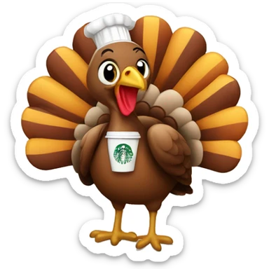 Turkey wearing Starbucks apron sticker