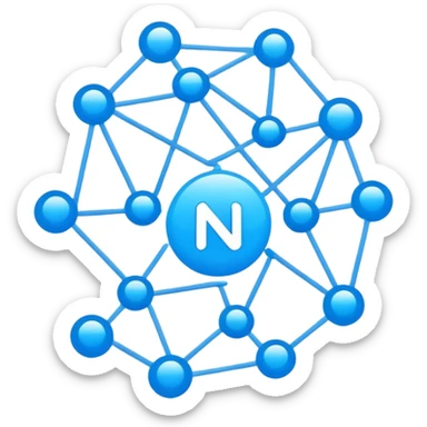 n8n logo, workflow automation, blue nodes connected sticker