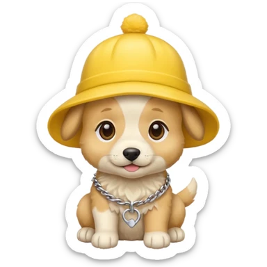 puppy yellow dog with hat yellow sticker