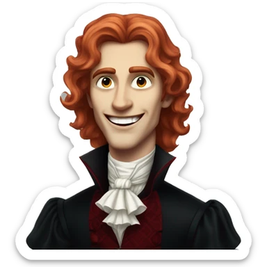 smiling man vampire lestat de lioncourt portrait with red hair sticker