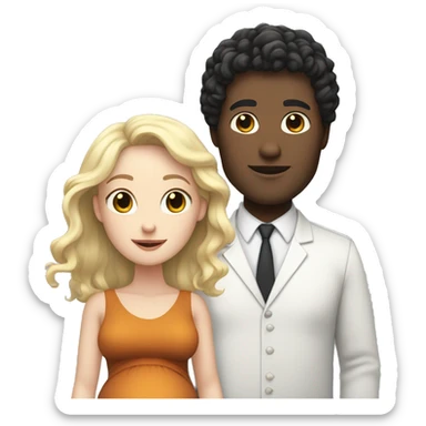 A white-skinned man with curly black hair and a pregnant white-skinned woman with shoulder-length, slightly blonde hair. sticker